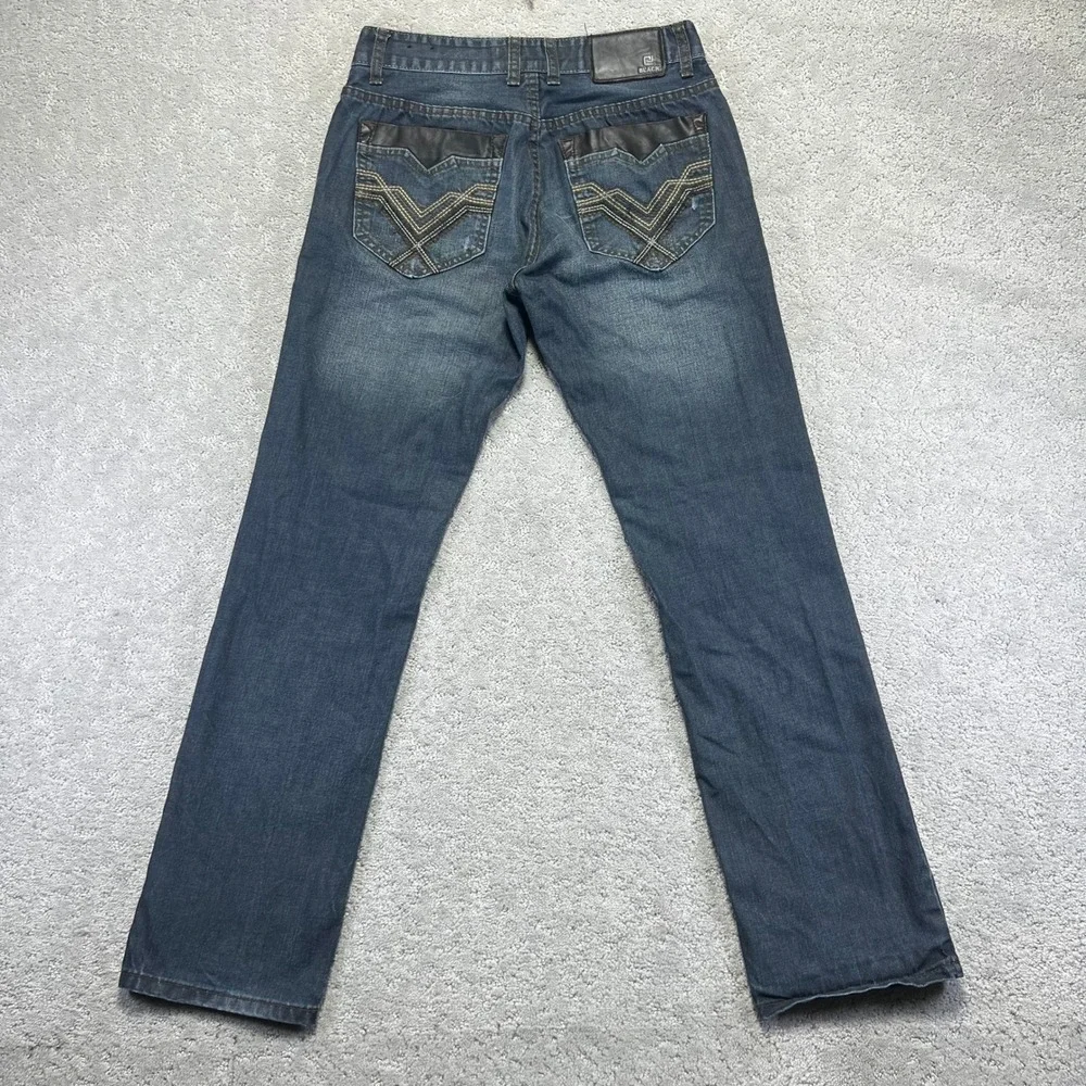 Black Jeans Mens 30x32 Low Rise Slim Straight Dark Wash‎ Denim Distressed Y2k